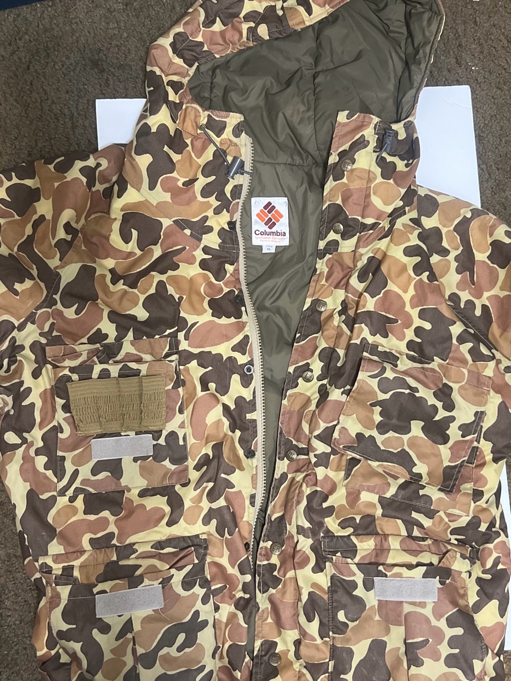 Columbia Camouflage Hooded Duck Hunter Jacket - Brown/Green/Tan